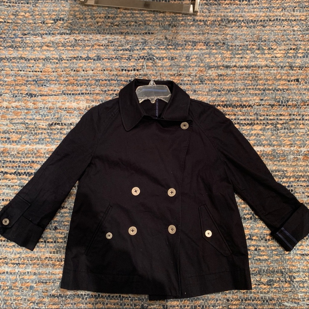 Lightweight cute navy cropped trench